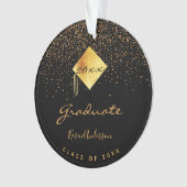 Afstudeerfeest zwart gouden pet ornament (voorkant)