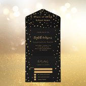 Afstudeerfeest zwart gouden sterren partij RSVP All In One Uitnodiging