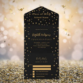 Afstudeerfeest zwart gouden sterren partij RSVP All In One Uitnodiging
