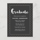Afstudeerfeest Zwart met Faux Gold Stippen Uitnodiging Briefkaart (Voorkant)
