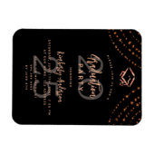 Afstudeerfeest zwart roos gouden sterren uitnodigi magneet (Horizontaal)