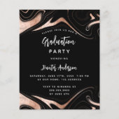 Afstudeerfeest zwart roos gouden uitnodiging (Voorkant)