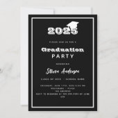 Afstudeerfeest zwart wit 2025 kaart (Voorkant)