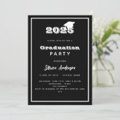 Afstudeerfeest zwart wit 2025 kaart (Staand voorkant)