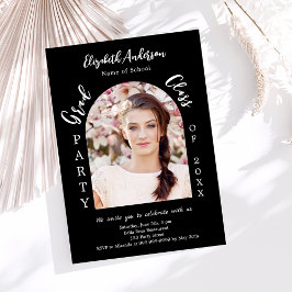 Afstudeerfeest zwart wit boog fotoklas 2025 kaart