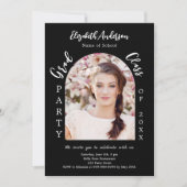 Afstudeerfeest zwart wit boog fotoklas 2025 kaart (Voorkant)