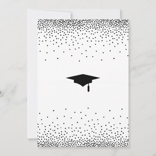 Afstudeerfeest Zwart & Wit Confetti Kaart (Achterkant)