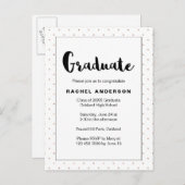 Afstudeerfeest Zwart-wit Faux Gold Stippen Uitnodiging Briefkaart (Voorkant / Achterkant)
