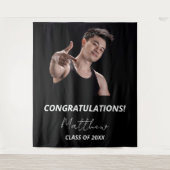 Afstudeerfeest zwart wit foto 2025 wandkleed (Voorkant)