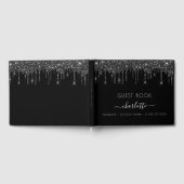 Afstudeerfeest zwart wit glitter gastenboek (Volledig)