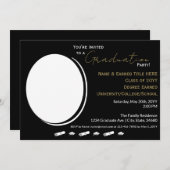 Afstudeerfeest Zwart, Wit, Goud & Afstudeerder Fot Aankondiging (Voorkant / Achterkant)