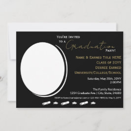Afstudeerfeest Zwart, Wit, Goud & Afstudeerder Fot Aankondiging