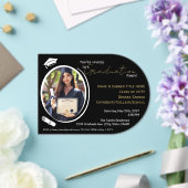 Afstudeerfeest Zwart, Wit & Goud, Afstudeerder Fot Acryl Uitnodigingen (Insitu (Huwelijk))