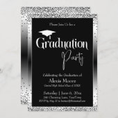 Afstudeerfeest Zwart-wit Ombre Confetti Kaart (Voorkant / Achterkant)