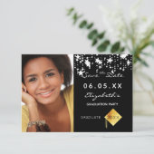 Afstudeerfeest zwart witte sterren foto 2025 save the date (Staand voorkant)