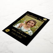 Afstudeerfeest Zwarte en Roze Lipstick Kusjes Folie Uitnodiging (Gedraaid)