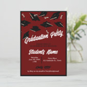 Afstudeerfeest Zwarte Petten in de lucht op Maroon Kaart (Staand voorkant)