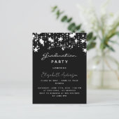 Afstudeerfeest zwarte witte sterren 2025 uitnodiging briefkaart (Staand voorkant)