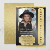 Afstudeerfeestuitnodiging Goud & Zwart Kaart (Voorkant / Achterkant)