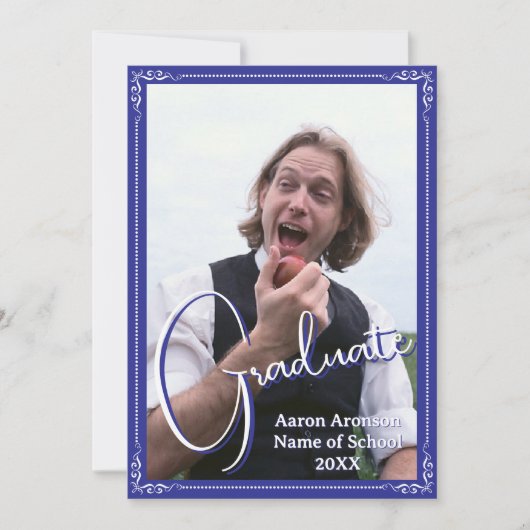 Afstudeerfoto Aankondiging Blauw en Wit (Voorkant)