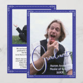 Afstudeerfoto Aankondiging Blauw en Wit (Voorkant / Achterkant)