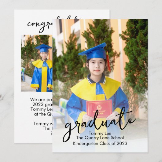 Afstudeerfoto-aankondiging met 4 afbeeldingen kaart (Voorkant / Achterkant)