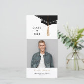 Afstudeerfoto-aankondiging met hoed af aankondiging (Staand voorkant)