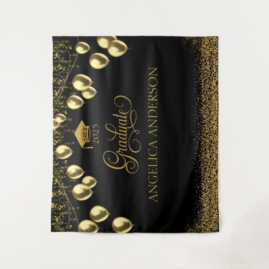 Afstudeerfoto achtergrond Zwart Goud Foto-achtergr Wandkleed (Voorkant)