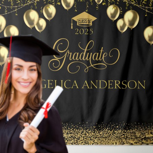 Afstudeerfoto achtergrond Zwart Goud Foto-achtergr Wandkleed