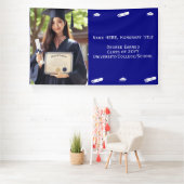 Afstudeerfoto, baret & diploma Navyblauw sjabloon Spandoek (Insitu)
