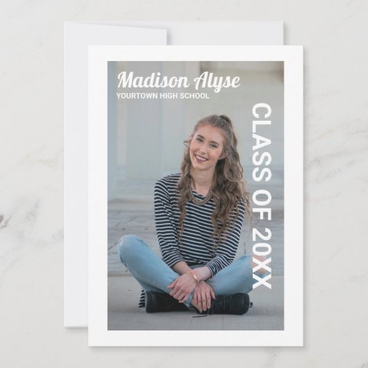 Afstudeerfoto bewerkbare kleurenaankondiging kaart (Voorkant)