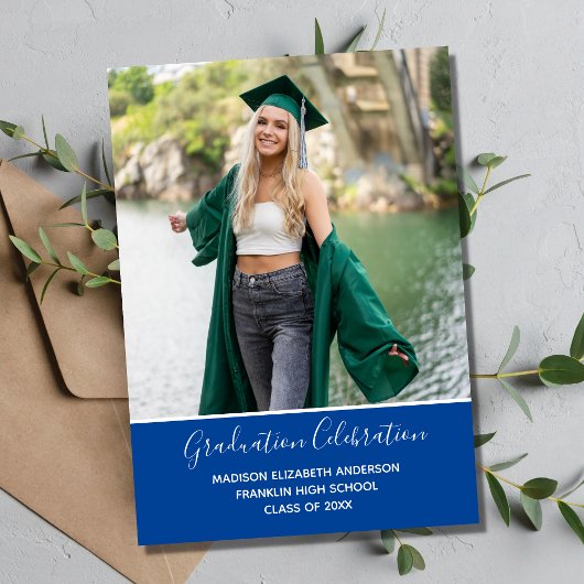Afstudeerfoto Blauw Wit Formele Afstuderen Kaart