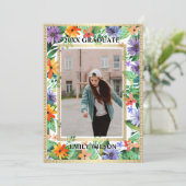 Afstudeerfoto bloemig diploma aankondiging Class o (Staand voorkant)