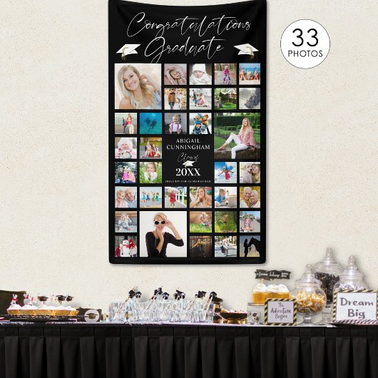 Afstudeerfoto Collage Chic Schrift Zwart Spandoek