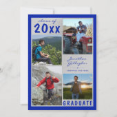 Afstudeerfoto Collage Script Naam Blauw Zilver Aankondiging (Voorkant)
