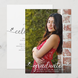 Afstudeerfoto Eenvoudige moderne kalligrafie harte Aankondiging