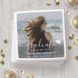 Afstudeerfoto & Elegant wit schrift Jaar van de kl Servet