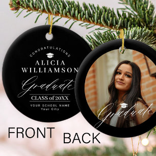 Afstudeerfoto elegante zwart-wit afstuderen keramisch ornament