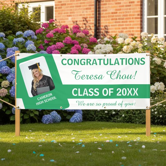 Afstudeerfoto Gefeliciteerd Groen ID1291 Spandoek