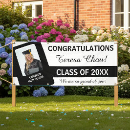 Afstudeerfoto Gefeliciteerd Zwart ID1291 Spandoek
