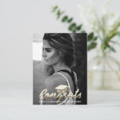 Afstudeerfoto Jaar Naam Goud Glitters Briefkaart (Staand voorkant)