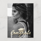 Afstudeerfoto Jaar Naam Goud Glitters Briefkaart (Voorkant)