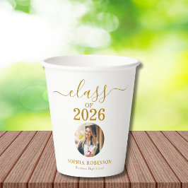 Afstudeerfoto Klas van 2026 Gouden Script Afstuder Papieren Bekers