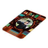 Afstudeerfoto met bibliotheekthema magneet (Linkerzijde)