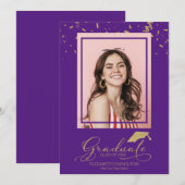 Afstudeerfoto met gouden confetti aankondiging (Voorkant / Achterkant)