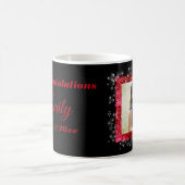 Afstudeerfoto met rode glitters frame en glans koffiemok (Center)