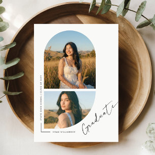 Afstudeerfoto Modern Zwart & Wit Aankondiging Briefkaart