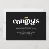 Afstudeerfoto moderne vetgedrukte typografie zwart aankondiging (Achterkant)