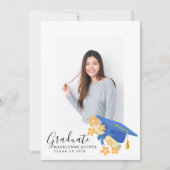 Afstudeerfoto uitnodiging met bloemen (Voorkant)