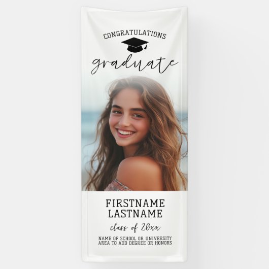 Afstudeerfoto volledig - Verticale aangepaste teks Spandoek (Verticaal)